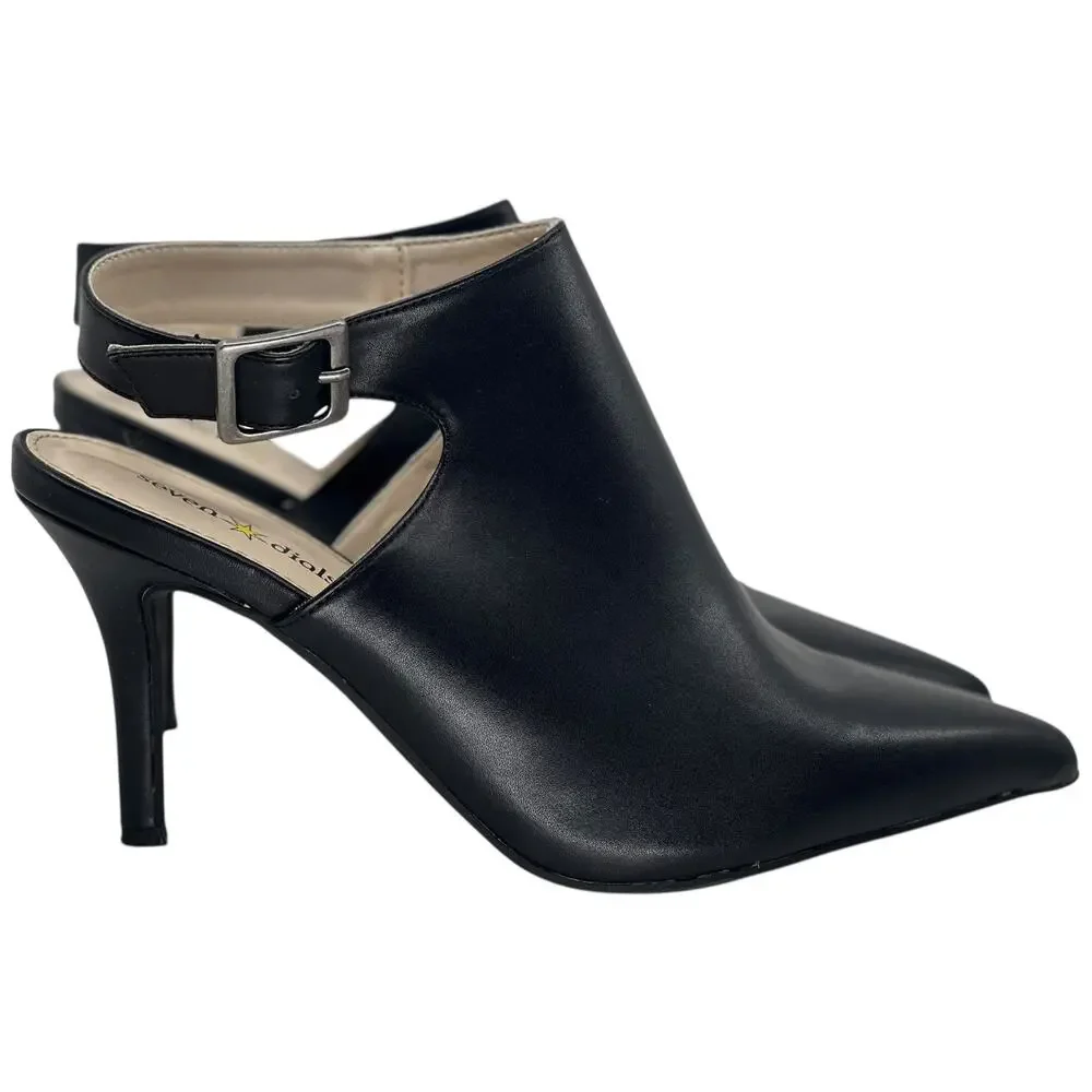 Seven Dials Sherly Black Pointed Toe Slingback Bootie Heels Women’s 7.5